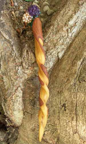 spiral hand carved hair stick geisha